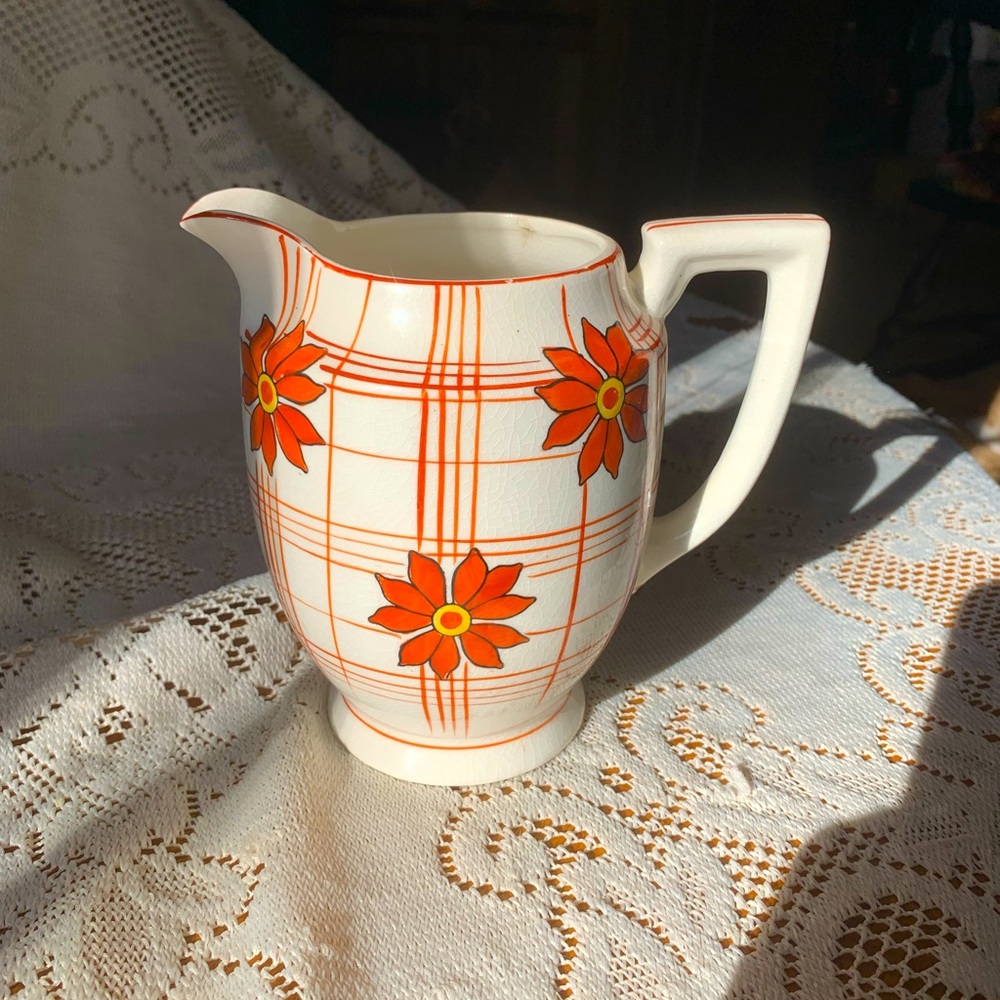 Vintage 1930’s Japanese Orange Floral Pitcher